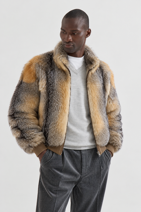 Men Fox Fur Bomber