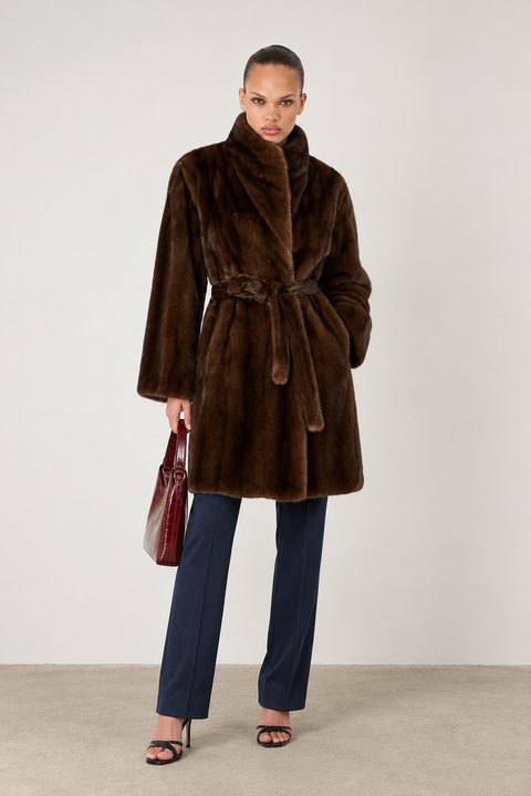 Genuine Mink Midi Coat