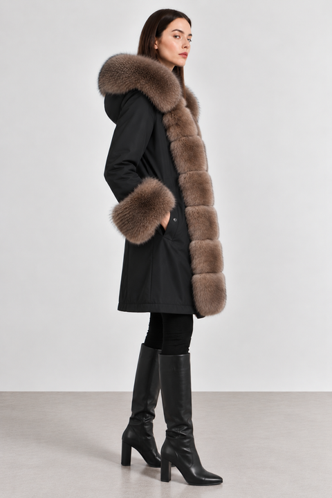 Parka doublée en fourrure de renard