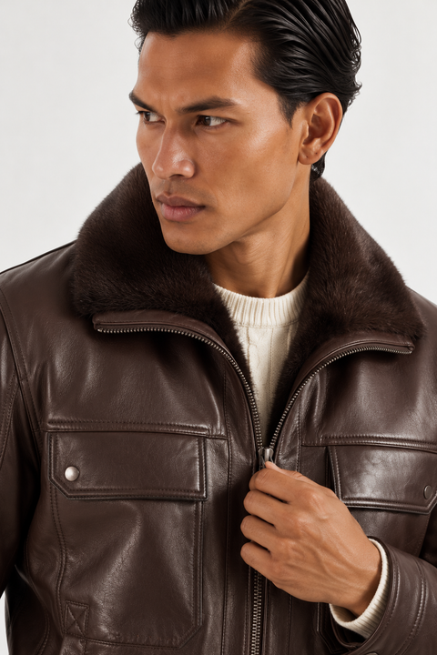 Lederjacke mit Minkfellfutter
