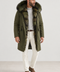 Parka mi-longue noire en fourrure de renard pour homme