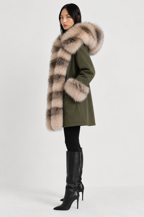 Parka foderato in pelliccia di volpe