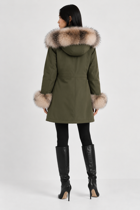 Parka foderato in pelliccia di volpe