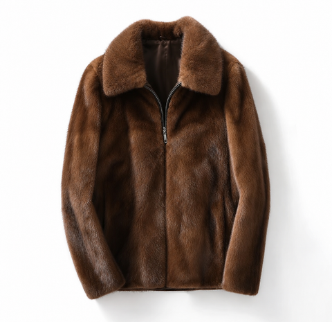 Men Brown Genuine Full Mink Jacket