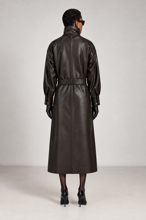 Trench lungo in vera pelle