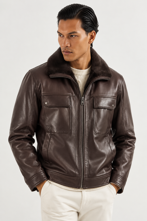Lederjacke mit Minkfellfutter