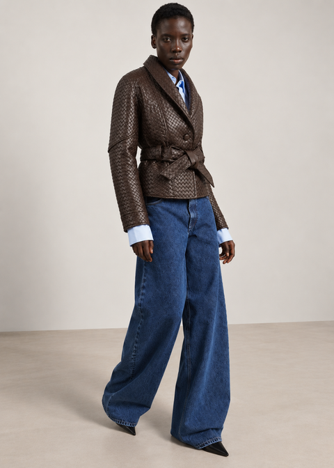 Veste en cuir tressé