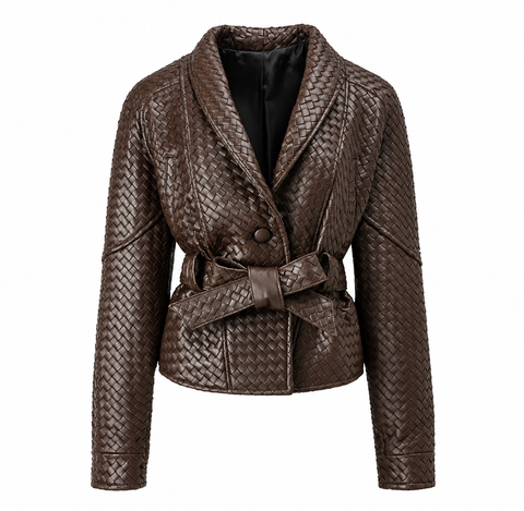 Veste en cuir tressé