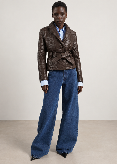 Veste en cuir tressé