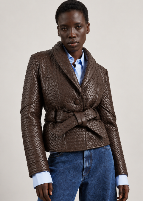 Veste en cuir tressé