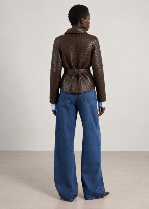 Veste en cuir tressé