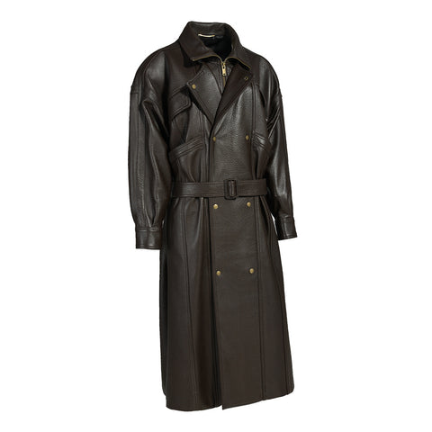 Trench lungo in vera pelle