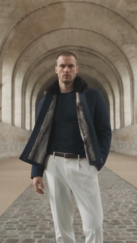 Men Jacket Lined in Mink Fur